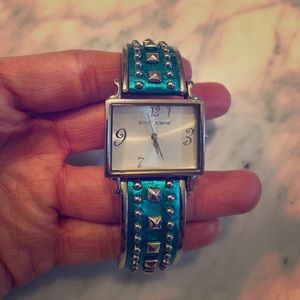 Funky teal and studded BJ wrist watch
